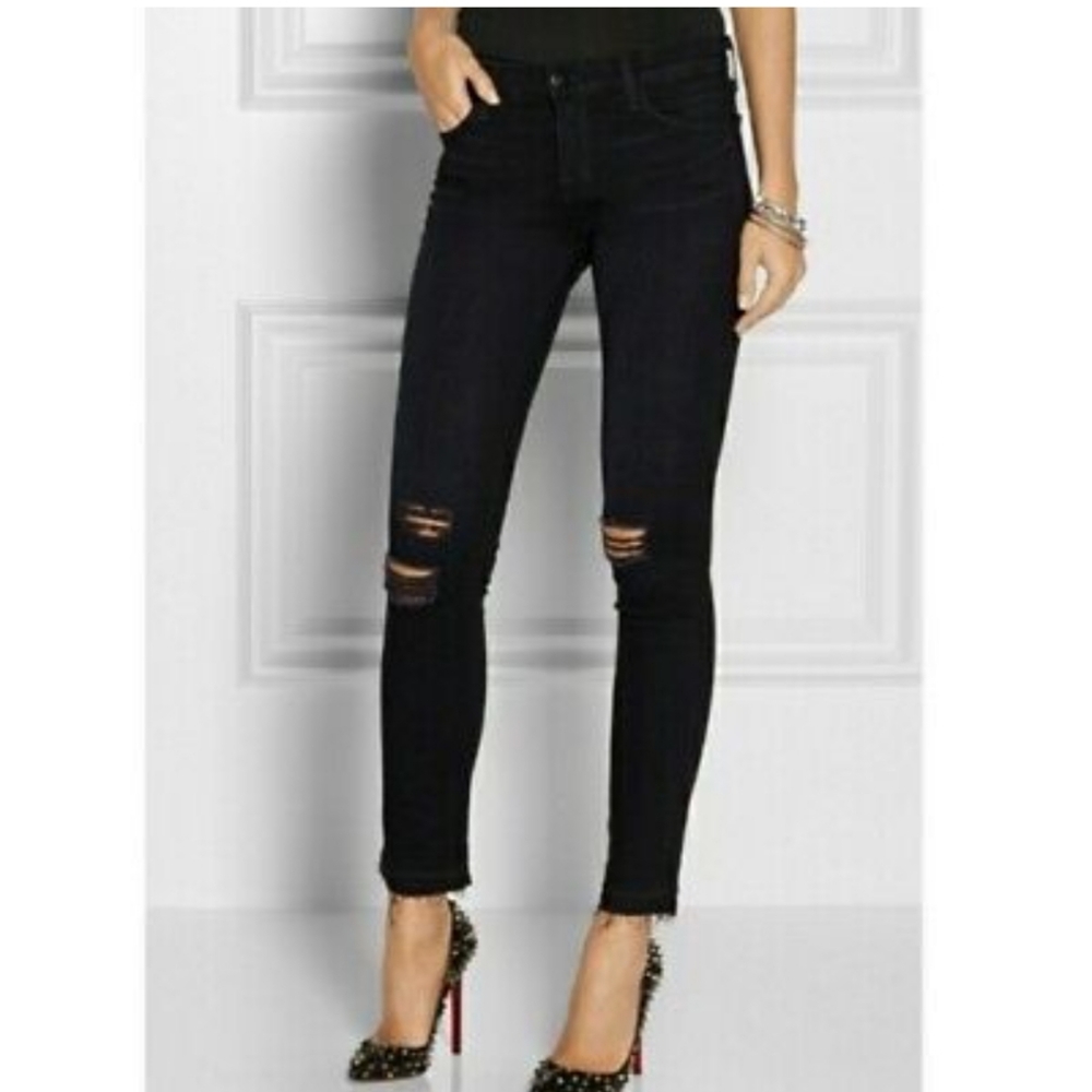 J Brand Black Distressed Skinny Leg Jeans - size 26